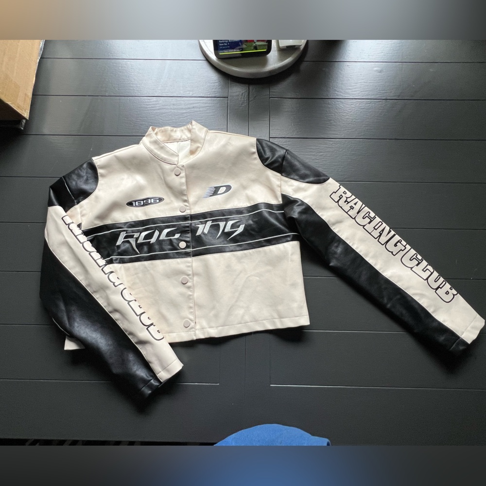 Dazy Black and White Moto Jacket